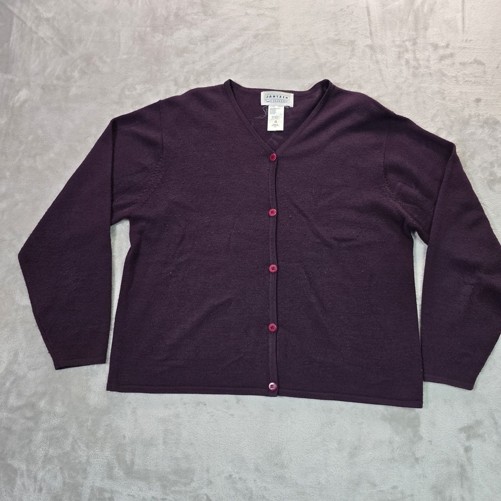 Jantzen Classics Wool Blend Sweater Vest Women's Size L Purple Knit